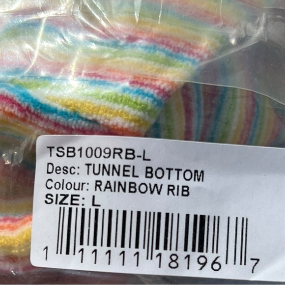 🌻NEW w.tag Free People x Toast Tunnel Rib Bikini Bottom in Rainbow Print Size L - Picture 10 of 13